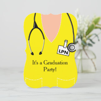 LPN Nurse Graduation Yellow Invitation