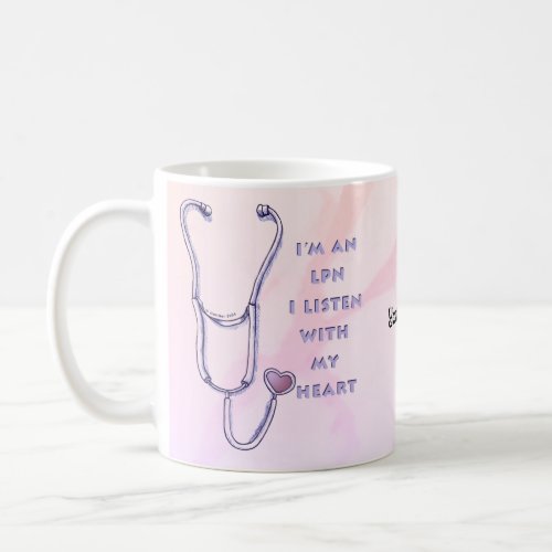 LPN Nurse Heart custom name mug