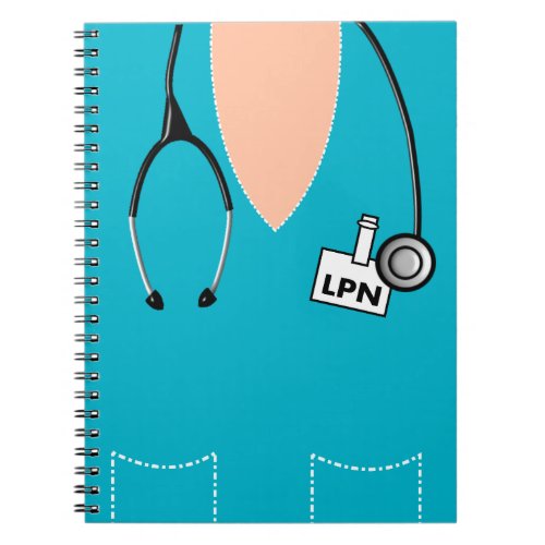 LPN Nurse Notebook Scrub Top Design Blue