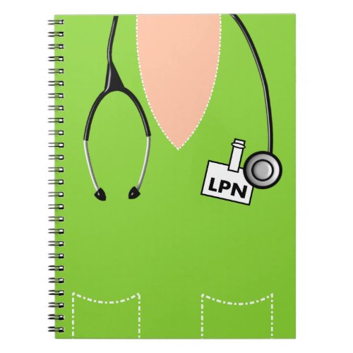 LPN Nurse Notebook Scrub Top Design Green
