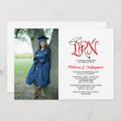 LPN Nurse photo graduation pinning party / red Invitation (Front/Back)