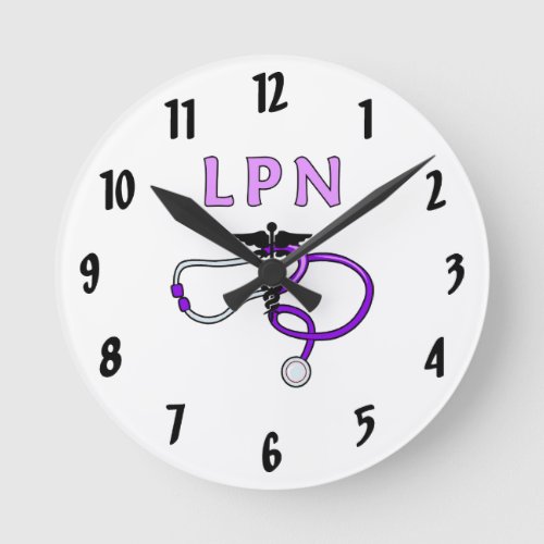LPN Nurse Stethoscope   Round Clock