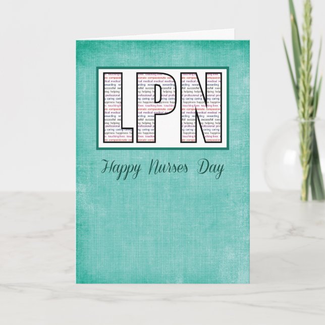 LPN Nurses Day in Words Card (Front)