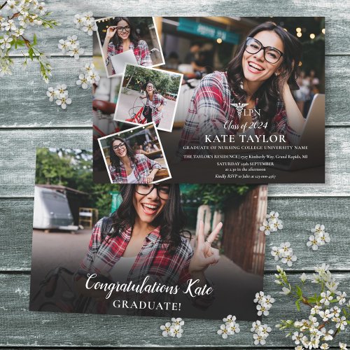 LPN Nursing 5 Photo Collage Graduation Party Invitation