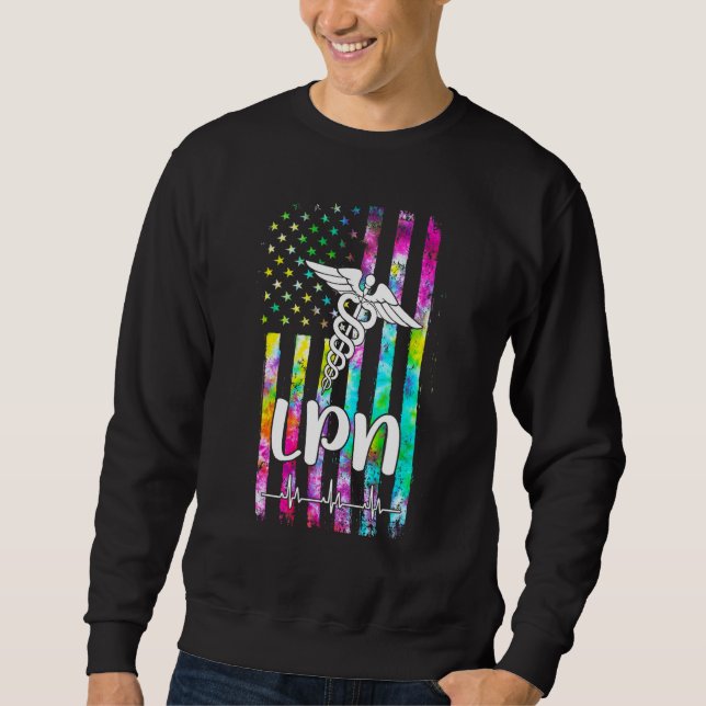Lpn Nursing American Flag Tie Dye Sweatshirt (Front)