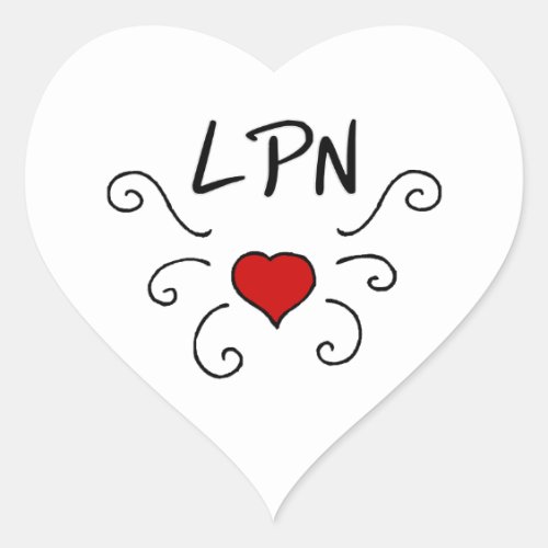 LPN Nursing Love Tattoo Heart Sticker