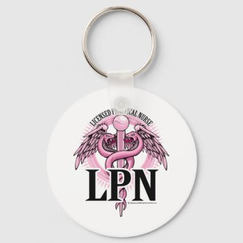 Lpn Pink Caduceus Keychain by fightcancertees at Zazzle