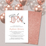 LPN pinning ceremony invitation, rose gold glitter Invitation