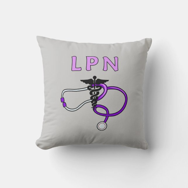 LPN Stethoscope Throw Pillow (Front)