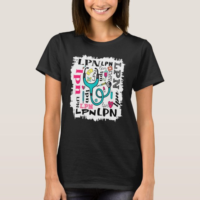 LPN Typography Bleach Painting Pattern T-Shirt (Front)