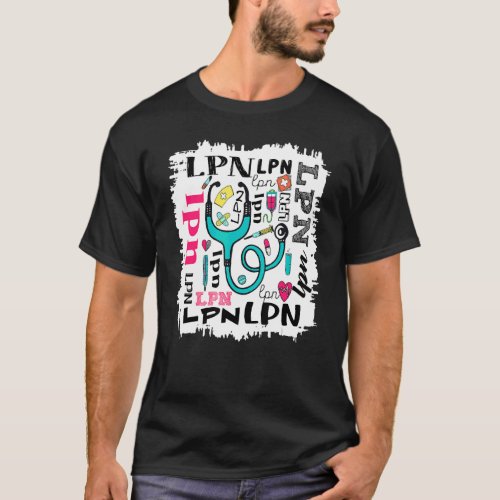 LPN Typography Bleach Painting Pattern T_Shirt