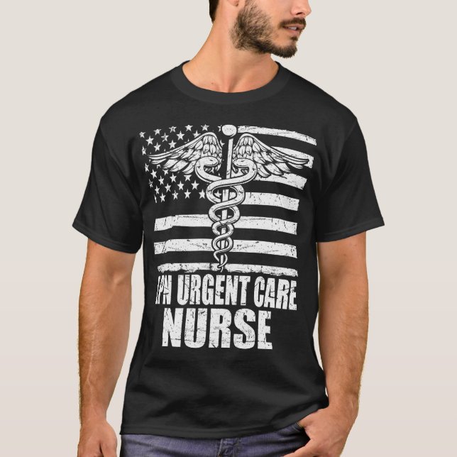 LPN Urgent Care Nurse American Flag T-Shirt (Front)