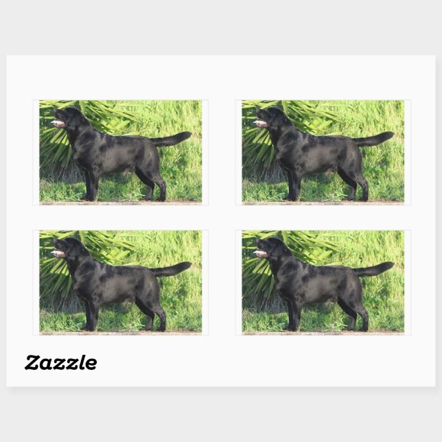 LR black lab full Rectangular Sticker (Sheet)