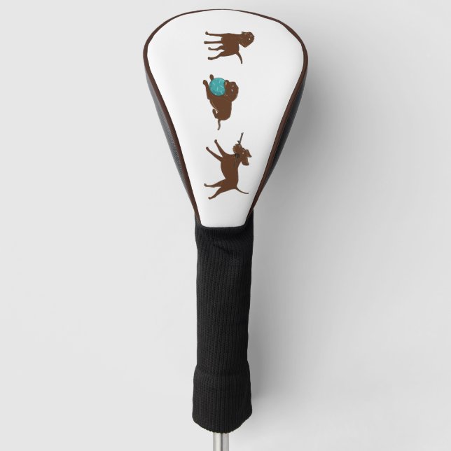 lr chocolate lab cartoon strip golf head cover (Front)