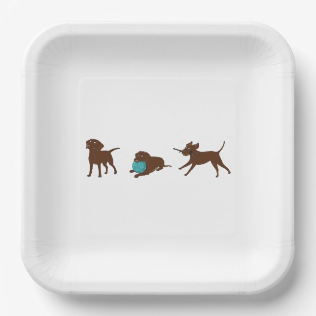 lr chocolate lab cartoon strip paper plates (Front)