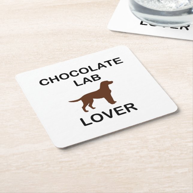 LR chocolate lab lover Square Paper Coaster (Angled)