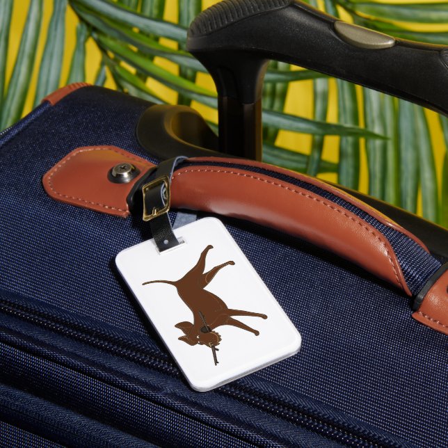 LR chocolate lab with stick Luggage Tag (Front Insitu 1)