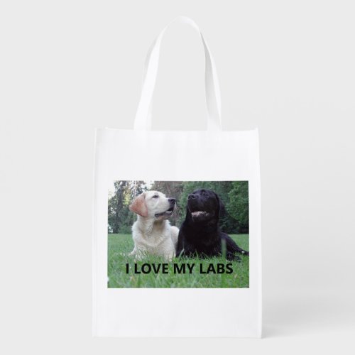 LR I Love My Labs with picture Grocery Bag