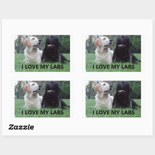 LR I Love My Labs with picture Rectangular Sticker