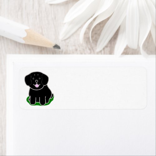 LR kawaii black lab cartoon Label