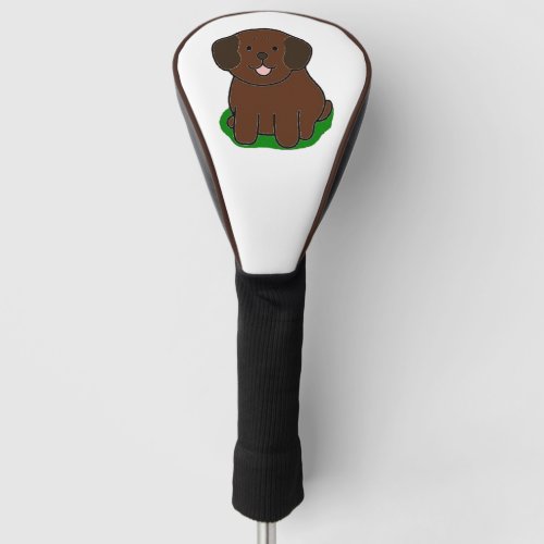 LR kawaii chocolate lab cartoon Golf Head Cover