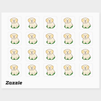 Lr Kawaii Yellow Lab Square Sticker by BreakoutTees at Zazzle