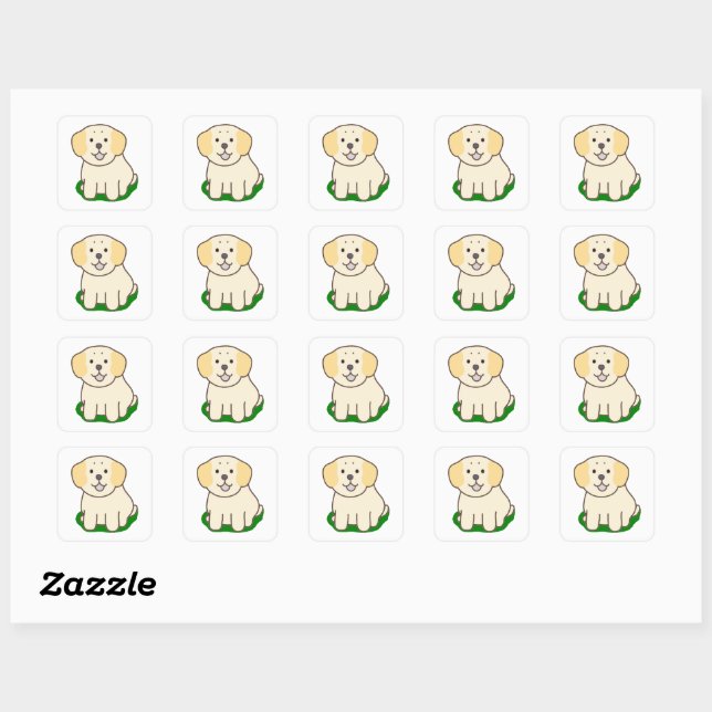 LR kawaii yellow lab Square Sticker (Sheet)