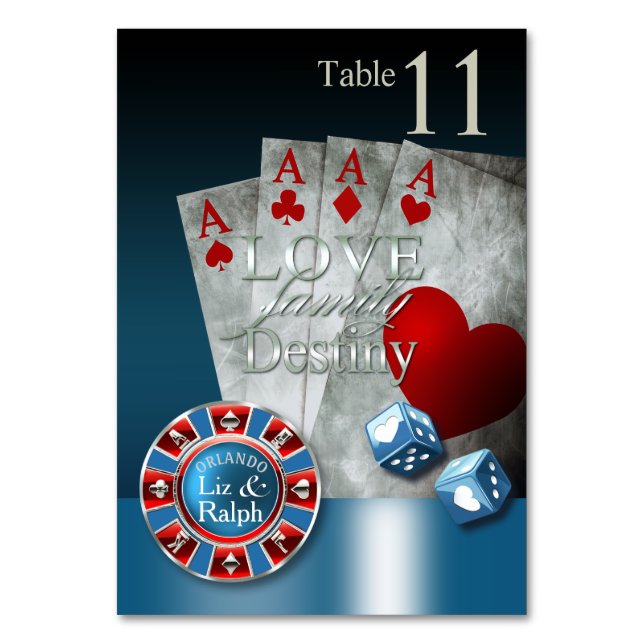 LR Las Vegas Deluxe TC-11 | monaco blue & red Table Number (Front)