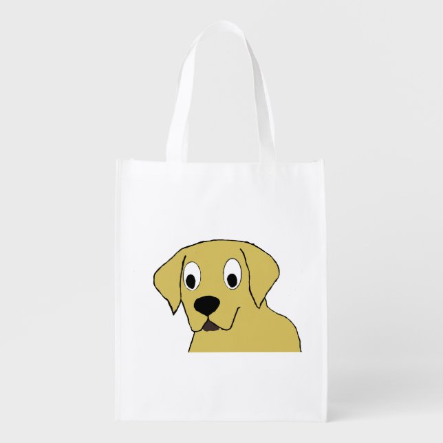 LR yellow lab cartoon head Grocery Bag (Front)