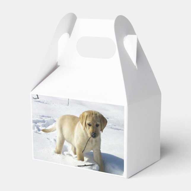 LR yellow lab puppy in snow Favor Boxes (Front Side)