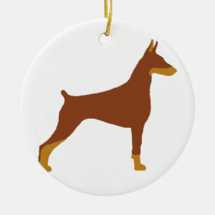 LS Doberman Pinscher red and rust silo Ceramic Ornament