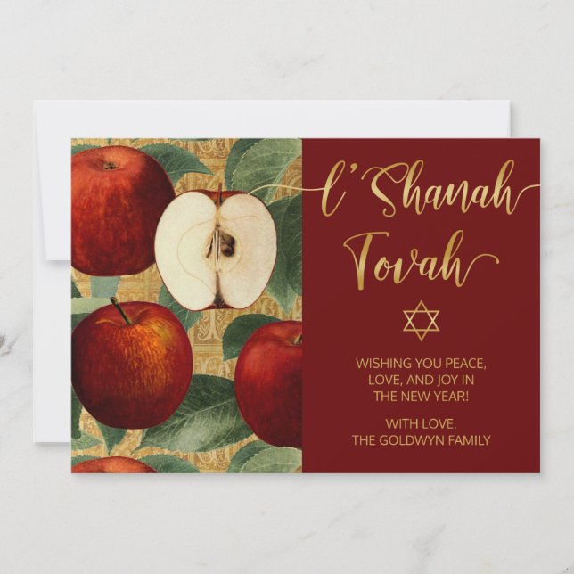 L'Shanah Tovah Rosh Hashanah Jewish Apples Red Holiday Card (Front)