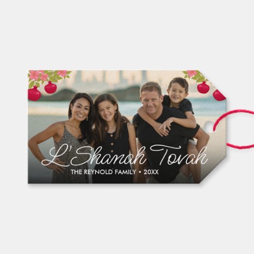 LShanah Tovah Script Photo Pomegranate Flower Gift Tags
