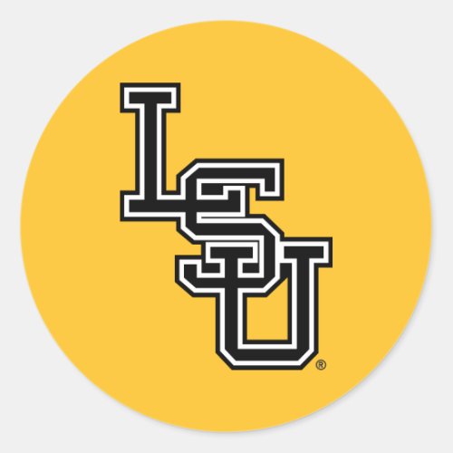 LSU Block Logo Classic Round Sticker