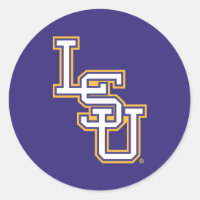 LSU Block Logo Classic Round Sticker