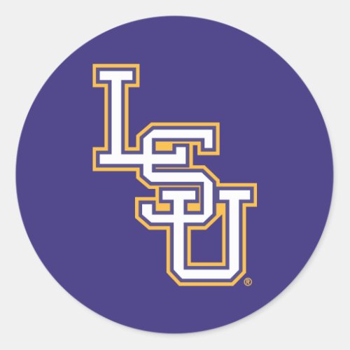 LSU Block Logo Classic Round Sticker