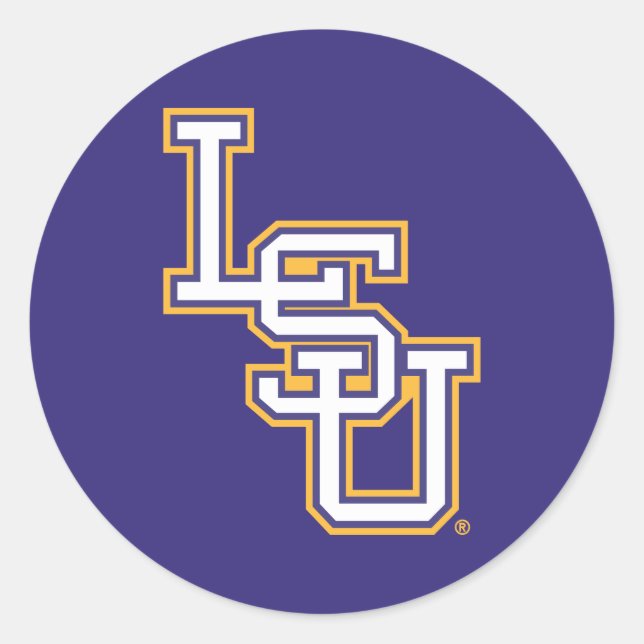 LSU Block Logo Classic Round Sticker (Front)