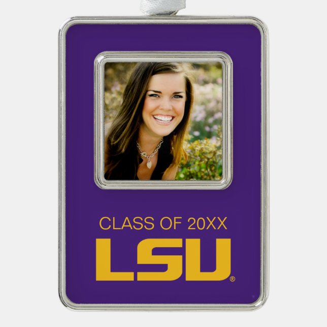 LSU Graduation Silver Plated Framed Ornament (Front)