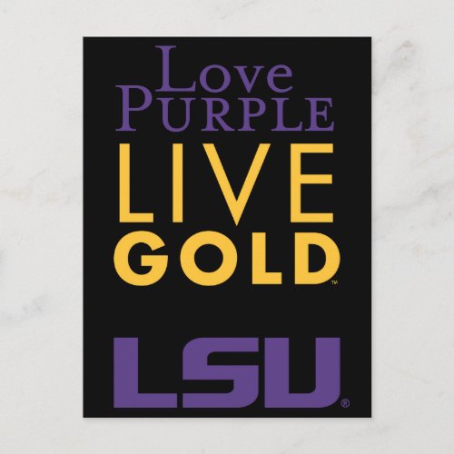LSU Love Purple Live Gold Logo Postcard