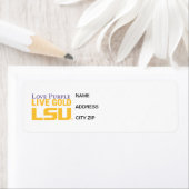 LSU Love Purple Live Gold Stacked Logo Label | Zazzle