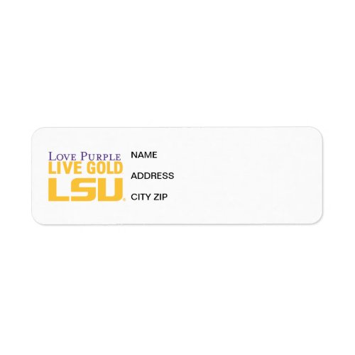 LSU Love Purple Live Gold Stacked Logo Label