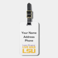 LSU Love Purple Live Gold Stacked Logo Luggage Tag