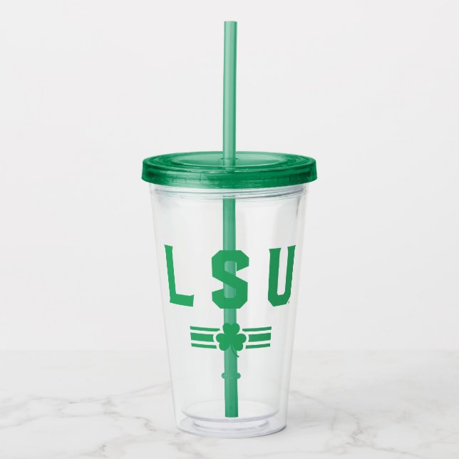 LSU | St. Patrick's Day - Lucky Stripe Acrylic Tumbler (Front)