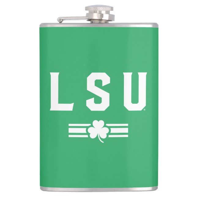 LSU | St. Patrick's Day - Lucky Stripe Flask (Front)