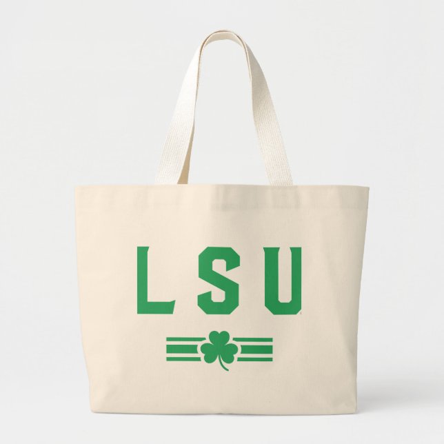 LSU | St. Patrick's Day - Lucky Stripe Large Tote Bag (Front)