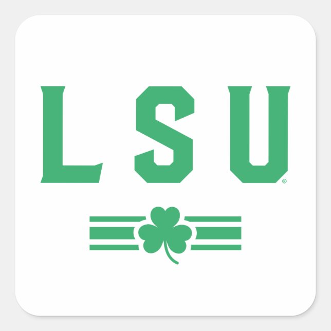 LSU | St. Patrick's Day - Lucky Stripe Square Sticker (Front)