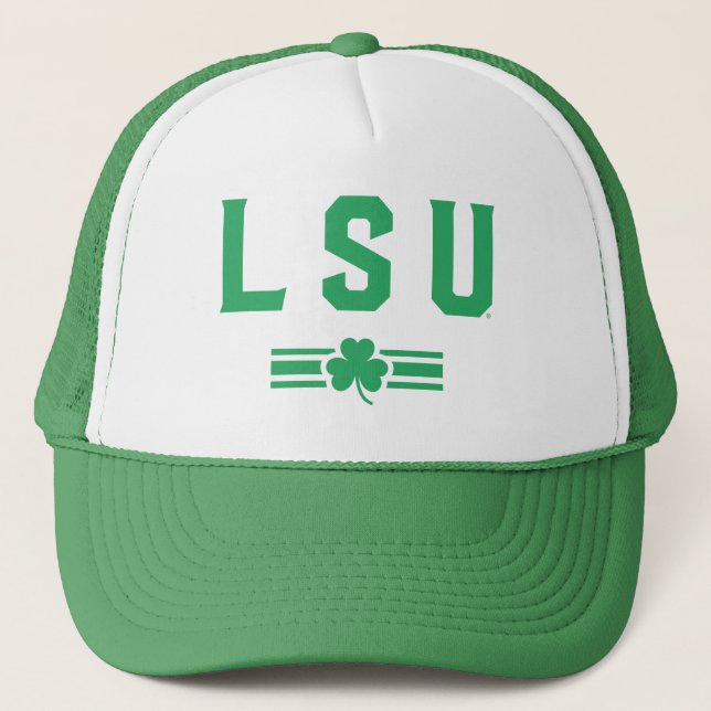 LSU | St. Patrick's Day - Lucky Stripe Trucker Hat (Front)