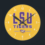 LSU Tigers | Louisiana State 4 Round Clock<br><div class="desc">LSU, Louisiana State Tigers Design In purple and gold.</div>