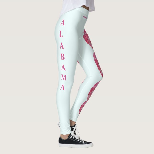 Lt Blue Alabama Camellia State Flower Leggings (Right)