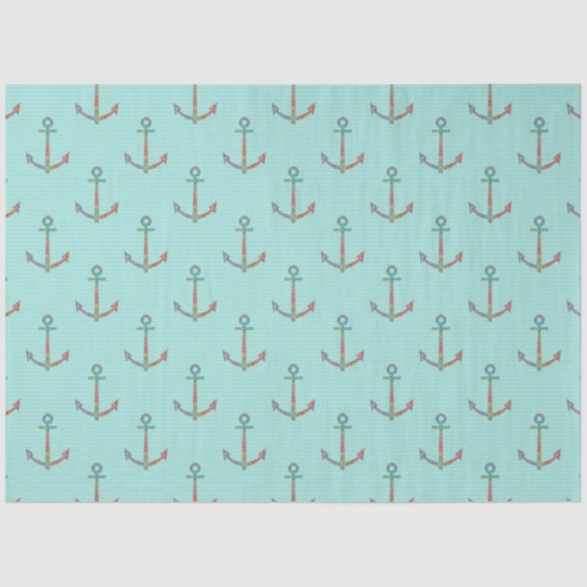 Lt Blue and Gold Nautical Series Design 10 Tissue Paper (Front)